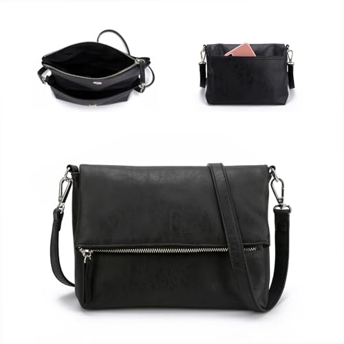 Gladdon bolso de hombro de las mujeres, bolso de hombro con cremallera, bolso crossbody, bolso de cuero pequeño