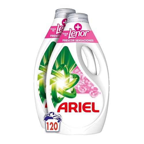 Ariel Detergente de máquina de lavar líquido, 120 lavagens, sabão Frescor sensações, limpeza melhorada em ciclos mais frios com a tecnologia exclusiva de limpeza a frio