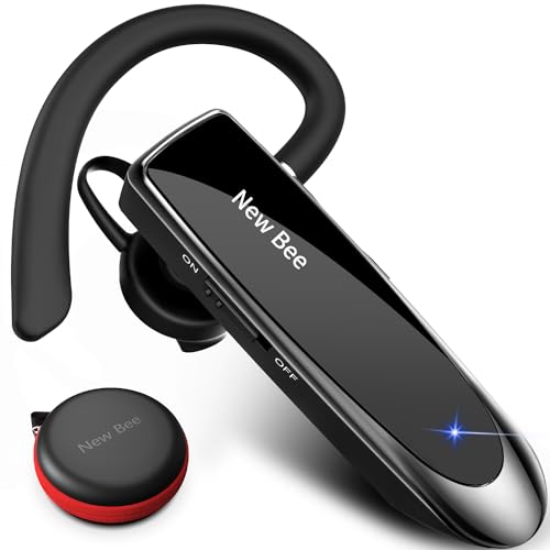 New Bee Auriculares mãos livres Bluetooth, sem fios, com microfone e cancelamento de ruído, de negócios, autonomia em espera de 60 dias, para iPhone, Samsung, HUAWEI, Xiaomi, HTC, LG, Sony, PC