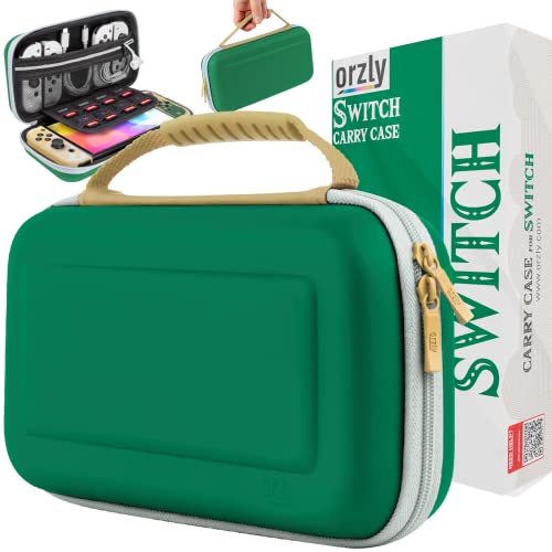 Orzly Capa de transporte para consola Nintendo Switch OLED com acessórios e compartimentos de armazenamento de jogos, capa fácil de limpar em caixa de presente