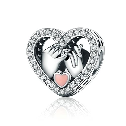 NINGAN Charm ciondolo in argento sterling 925 'I Love You 'Zircone lucido pendente a forma di cuore Adatto per collana del braccialetto delle donne San Valentino presente della festa della mamma