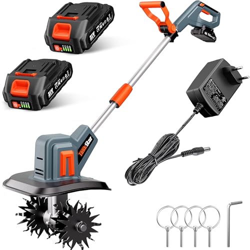 Motobloco elétrico sem fios 360 RPM Motobloco elétrico TaskStar TH4000 Motobloco de motociclista bateria total 2,0 Ah x 2, 48 lâminas de aço reforçado para trabalho de piso fluido, manutenção