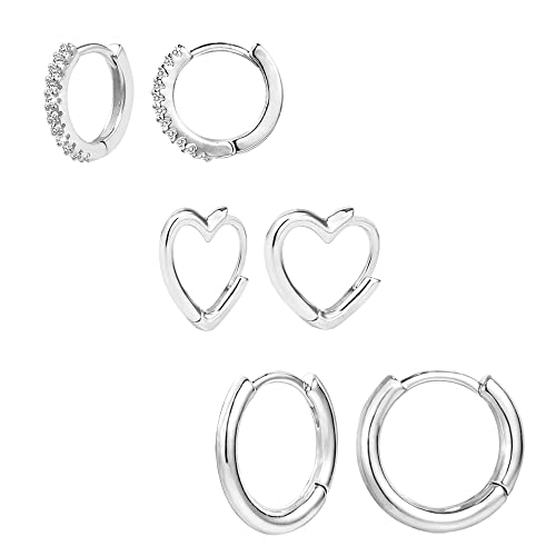 ALEXCRAFT 3 pares brincos mulher prata 925 banhado a ouro 14 K, brincos de aço inoxidável mulher, conjunto de brincos para mulher dourados presentes jóias festa
