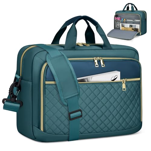 NEWHEY Bolsa para portátil mulher 17,3 polegadas mala professor mala porta-documentos grande mala computador portátil trabalho mala mala mala escritório bolsa universidade para viagem, verde, Elegante