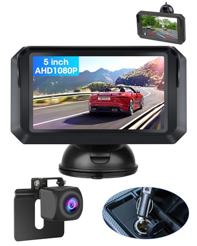 Exclusivo: kit de câmara de 5 polegadas atrás de AHD 1080P, super visão noturna, câmara traseira à prova de água IP68, para carro, carros, SUV, camionetas