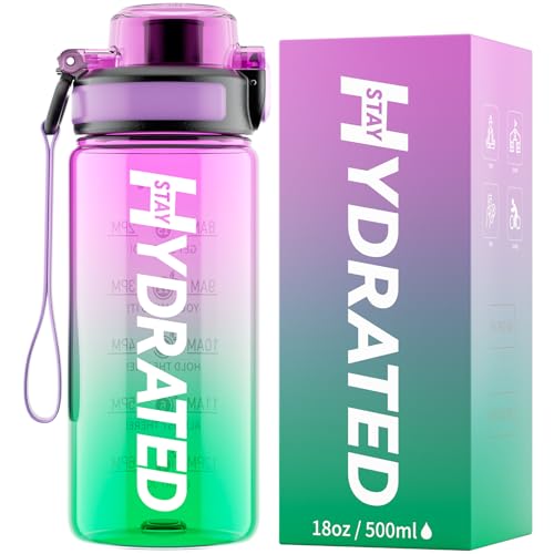 Mevoly Garrafa de água para crianças 500 ml, garrafa de água ginásio sem BPA com marcador de tempo, garrafa de água desportiva de plástico motivacional, cantil para colégio, bicicleta