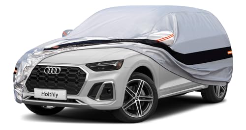 Holthly Capa de carro SUV exterior impermeável, cobertura de carro 4 x 4 de 10 camadas, cobertura de carro protetor de sol, capa para carro adequado para Renault Duster, Hyundai Tucson, Audi Q3 Q4,