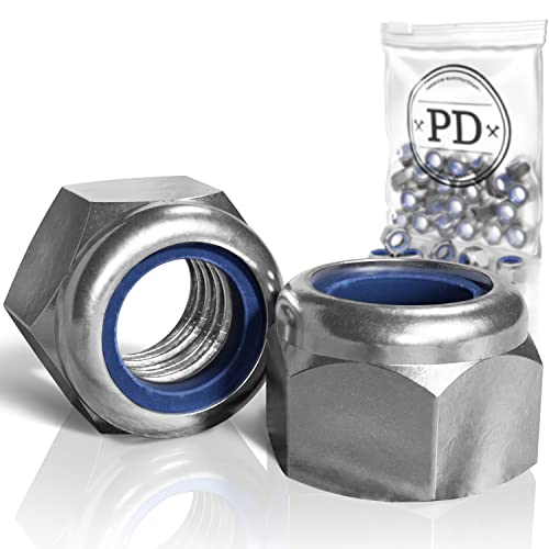 PD® Porcas auto-bloqueadoras M4 (DIN 982/ISO 7040) | Porcas de bloqueio automático de aço inoxidável A2 V2A | porcas hexagonais com peça de aperto de plástico, conjunto de porcas auto-bloqueadoras |