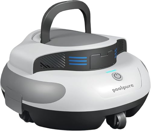 POOLPURE Robô de piscina, 5000 mAh-100 min, auto-estacionamento, motor duplo, indicador LED, impermeável IPX8, robô piscina limpa-fundos, aspirador de piscina 90 m²
