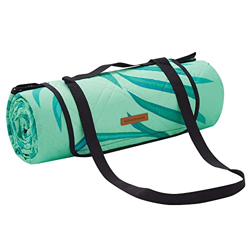 SONGMICS GCM001C02 - Manta de piquenique, 200 x 200 cm, tapete grande, para camping, parque, jardim, praia, repelente de água, lavável na máquina, dobrável, design de samambaia e verde