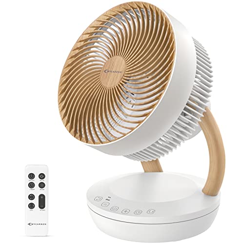 MYCARBON Ventoinha de mesa silenciosa 20 dB motor DC modo eco / sono 1850 m³/h ventiladores 8 velocidades oscilação 3D temporizador 8H com controlo remoto