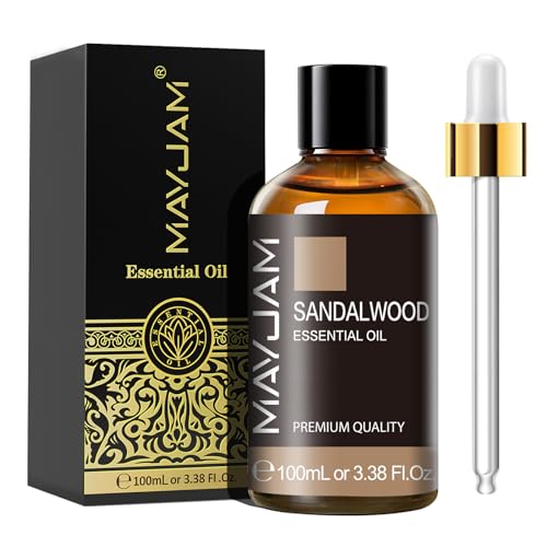 MAYJAM Óleo essencial de sândalo 100 ml, óleo de sândalo para difusor, humidificador, bricolagem, casa, armários