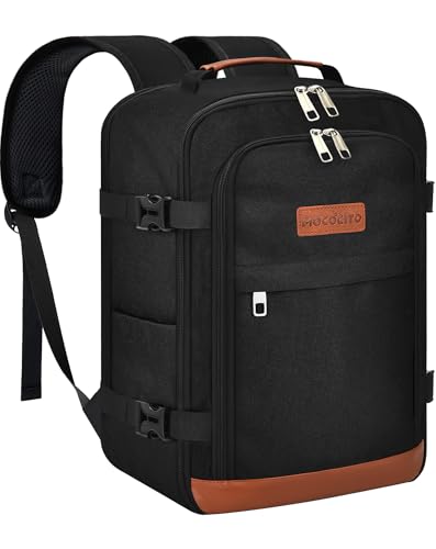 MOCOCITO Mochila viagem cabine avion 40 x 20 x 25, mala de viagem para Ryanair EasyJet mochila de bagagem de mão mochila de viagem, mochila unissexo impermeável 20 L, Preto/castanho, Moda