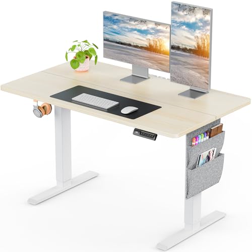 ErGear Mesa elétrica elevável 120 x 60 cm, suporta até 80 kg de altura ajustável com saco de armazenamento, mesa elétrica com função de memória para estações de trabalho