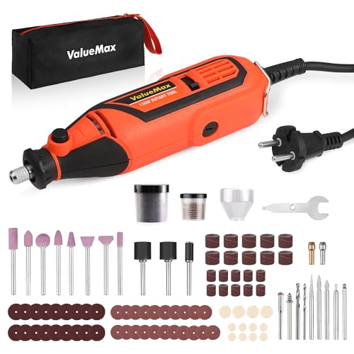 ValueMax Mini moedor elétrico de 130 W, multiferramenta com 120 acessórios, ferramenta rotativa com 5 velocidades variável de 35000 rpm, saco de armazenamento, para bricolage