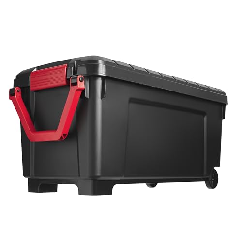 Iris Ohyama, Grande caixa de armazenamento para bricolage, 170 lã e rodas, móvel, garagem, jardim - Store it All Box SIA-1000 - preto