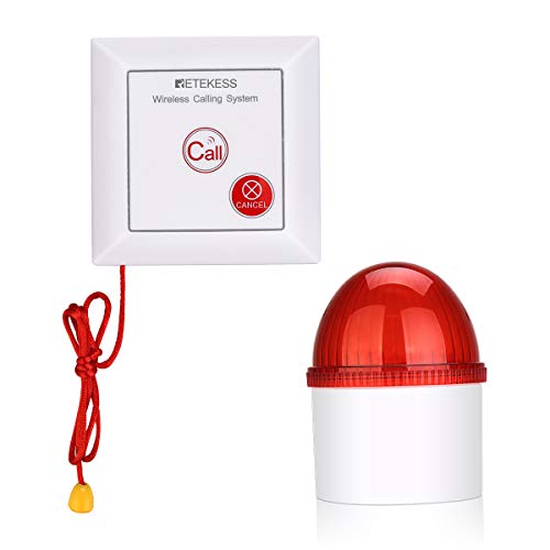 Retekess TH103 Sistema de alarme, sistema de chamada de emergência, botão de emergência casa de banho com deficiência, IP54 luzes e campainha duplo alarme, chamada de corda SOS, para idosos, inválidos