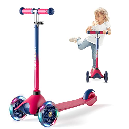 XJD Guiador de skate infantil destacável ajustável com fechadura de direção com LED luzes de carga máxima 50 kg skate de três rodas para crianças dos 2 aos 8 anos