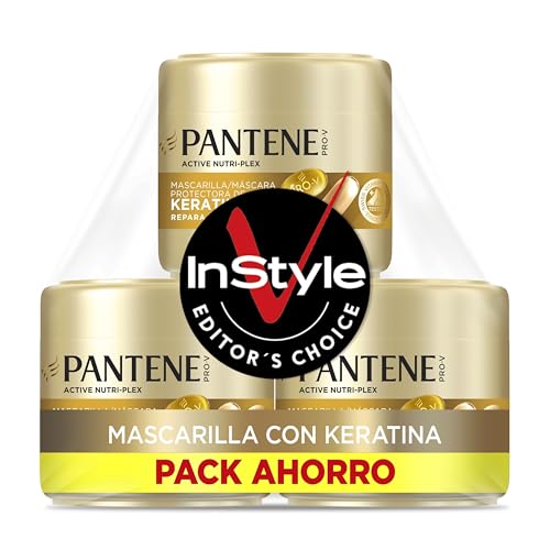 Pantene Pro-V Repara e protege a máscara protetora de queratina 3 x 300 ml para cabelo seco e danificado. Ajuda a reparar 6 meses de danos em apenas um uso