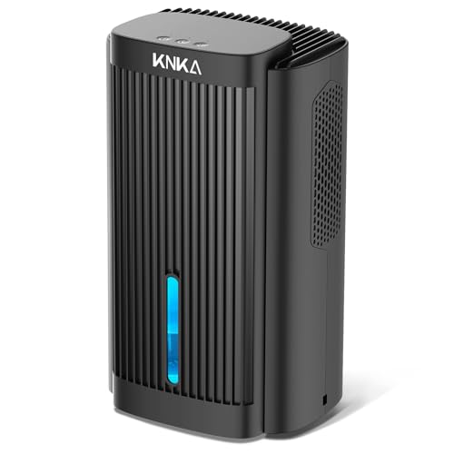 KNKA Deshumidificador, desumidificadores de humidade, desumidifador silencioso, 1,1 l/dia, para apartamentos e armários com menos de 17 m², com modo de sono, anti-humidade e consumo de 0,2 €/hora