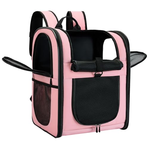 APOLLO WALKER Mochilas para gatos e mochilas cães, para animais de estimação gato grandes e pequenos (2-15 kg), malha respirável, ideal caminhadas viagens e atividades ao ar livre (rosa)