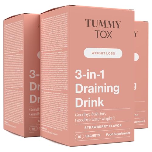 Retenção de líquidos - bebida Detox com alcachofra, dente-de-leão, magnésio, urtiga, chá de Java, Cactinea - 30 envelopes para 30 dias - Guia E grátis - 3 em 1 Draining Drink Tummy Tox