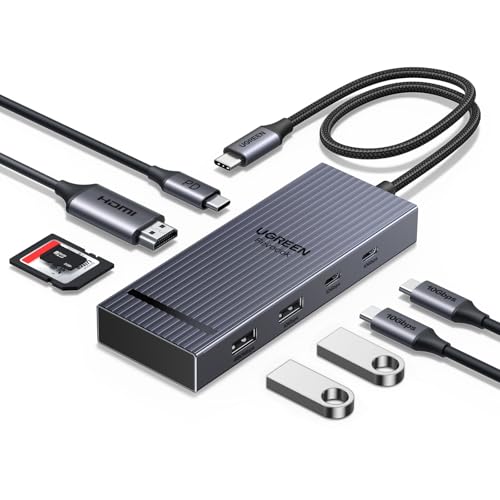 UGREEN Revodok Pro 108 10 Gbps Hub USB C HDMI 4K 60 Hz leitor de cartões SD TF PD 100 W adaptador multiporta 8 em 1 Docking Station USB C compatível com MacBook iPad Pro Air M4 Surface iPhone 16