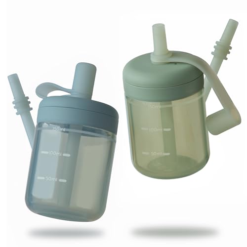 Moonkie Garrafa de água para bebé, copo com palha para bebé, copo de aprendizagem para bebé, garrafa de água com palha de silicone, copo para bebé sem BPA, 6 meses, adequado para máquina de lavar