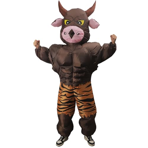 FXICH Fantasia de vaca insuflável para adultos, touro para Halloween, jogos de RPG, festas, carnaval - para 150-190 cm