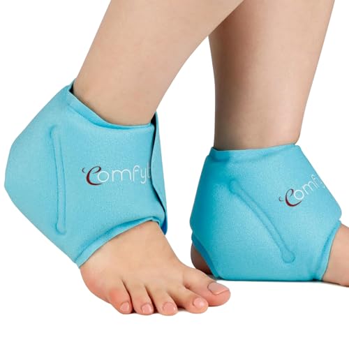 Comfytemp 2 unidades saco de gelo para tornozelo para lesões, embalagem de gelo para pés reutilizável, terapia de frio e calor para aliviar a dor nos pés e salto, entorse, inchaço no tornozelo
