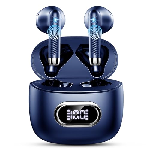 Auriculares sem fios Bluetooth, auriculares Bluetooth 5.4 HiFi estéreo, 42H capacetes sem fios Bluetooth com ENC redução de ruído, ecrã LED, USB-C, controlo tátil, IP7 à prova d'água