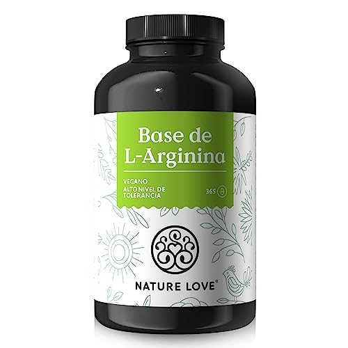 NATURE LOVE® L-arginina base com citrulina - 365 cápsulas, arginina de origem vegetal em forma de BASE, com 99,7 % de pureza - altamente doseada, vegana e produzida na Alemanha