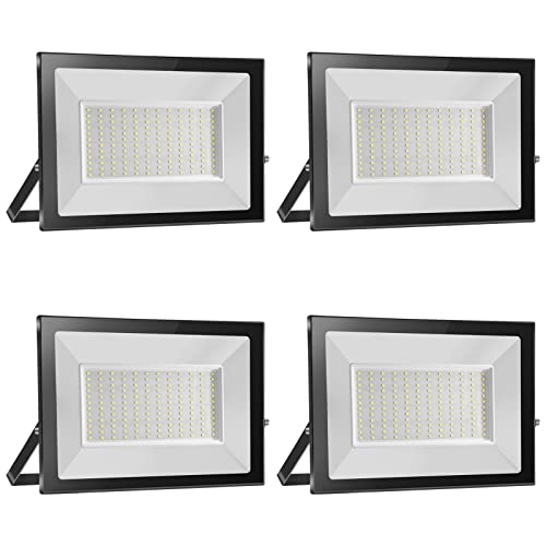 loyal 4 Pack Foco LED para exterior, 150 W, alto brilho 15000 LM projetor LED iluminação exterior 6000 K, branco frio, luz de segurança impermeável IP65, candeeiro LED parede teto para jardim garagem