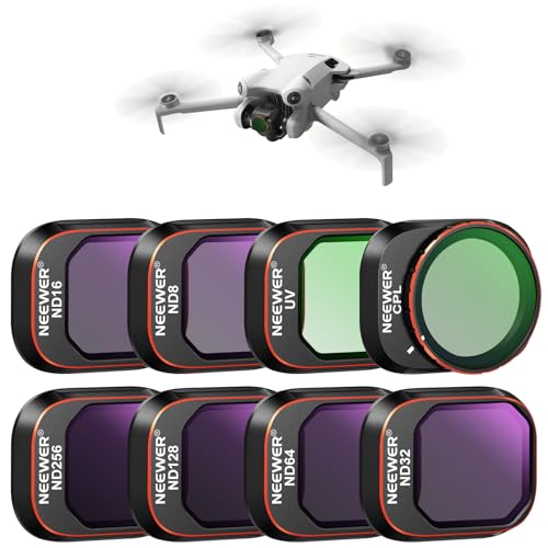 Neewer Conjunto de filtros ND e CPL compatíveis com DJI Mini 4 Pro, pacote de 8 filtros de lente polarizadora UV CPL ND8 ND16 ND32 ND64 ND128 ND256 CPL, polarizador de densidade neutra para drones,