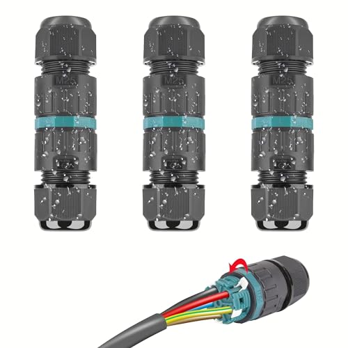 Conector de cabo resistente à água IP68, manga de conexão de 5 pinos para diâmetro de 5 - 14 mm, manga de conexão, cabo subterrâneo, caixa de ligação, impermeável, 3 unidades