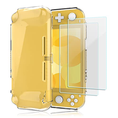 ProCase Funda Transparente y 2 Protectores Pantalla para Nintendo Switch Lite 2019, Carcasa TPU Suave Antigolpes Antiarañazos Con 2 Unidades Protector Vidrio Templado –Transparente