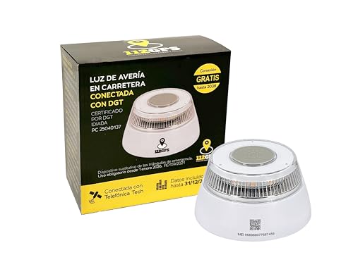 Luz de emergência v16 homologada DGT com bateria recarregável e cabo USB incluído. Magnética. Sinaliza o veículo com segurança capa de avaria.