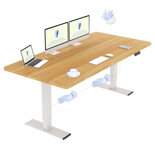 FLEXISPOT Mesa elétrica elevável mesa regulável em altura, 160 x 70 cm, com 2 potentes motores secretária estável secretária de pé elétrico regulável em altura com função memória (branco bordo)
