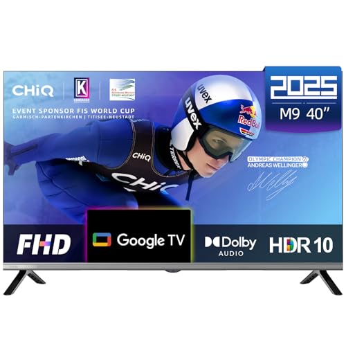 CHiQ L40M9G Smart TV de 40 polegadas (100 cm), HDR10, Google TV, assistente do Google, Tuner triplo DVB-C/T/T2/S/S2, áudio Dolby