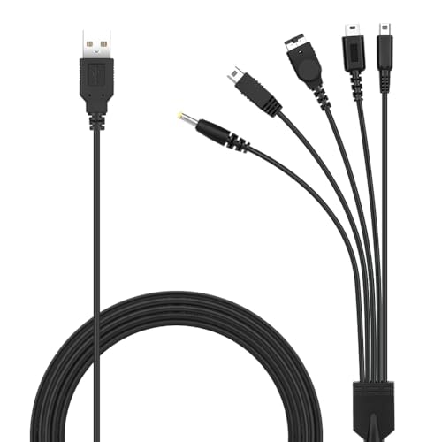 AXFEE Cabo de carregador, cabo de carregamento USB 5 em 1, cabo de jogo, multifuncional carregador de fornecimento de cabo de carregamento USB compatível com Nintendo 3DS XL/2DS XL/2DS/Dsi XL, PSP