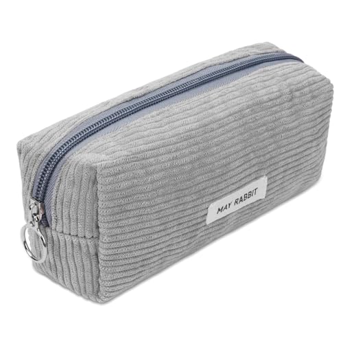 OFFCUP Estojo escolar, 190 x 70 x 60 mm, estojo porta-lápis de veludo, estojo multiusos para meninas meninos adolescentes estudantes adultos, cinzento, Estojo escolar