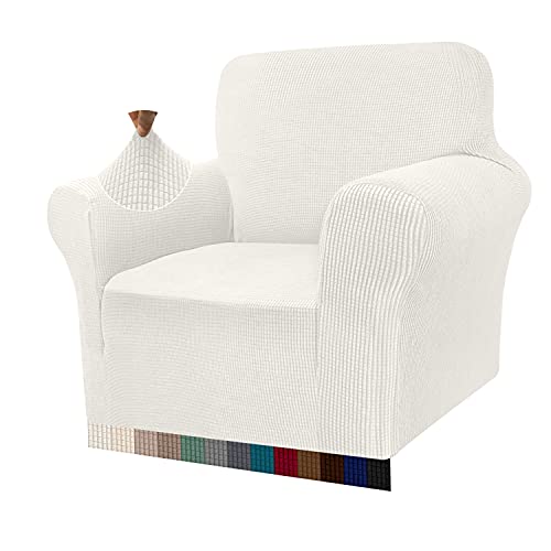 Granbest Capa de sofá de alta elasticidade, moderna capa de sofá Jacquard elástica para sala de estar, protetor para cães e animais de estimação (1 lugar), cor creme