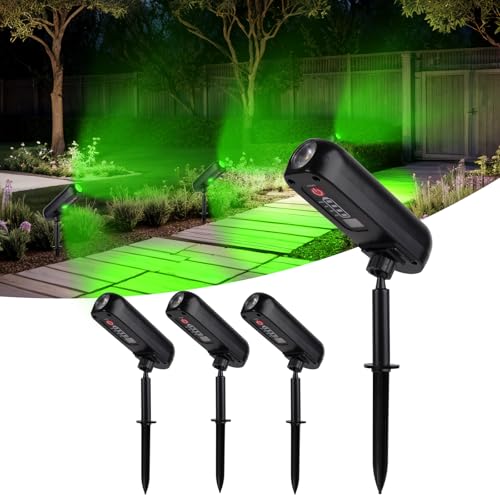 T-SUN 4 peças luzes solares, verde holofote solar exterior, luz solar exterior impermeável IP65, ângulo ajustável de 360°, candeeiros solares para pátio, estradas, solo, piscina, relva
