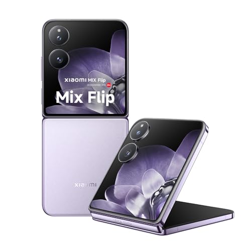 Xiaomi Mix Flip Smartphone de 12 +512 GB, lentes Leica Summilux, Snapdragon 8 Gen 3, ecrã exterior de 4,01" e interior de 6,86" de 120 Hz, HyperCharge 67W, carregador incluído, roxo (versão ES)