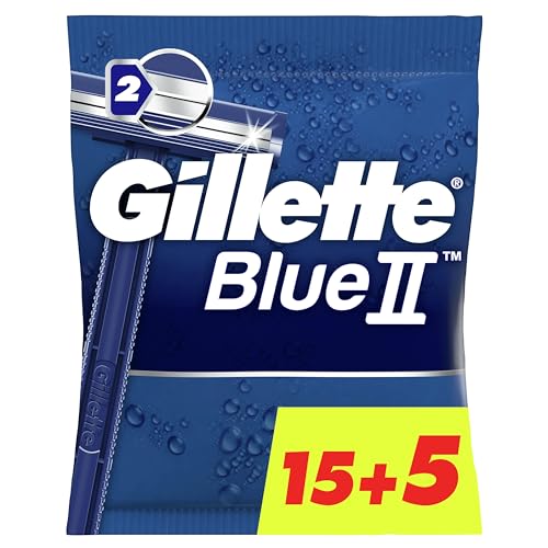 Gillette Blue II Máquinas de barbear descartáveis para homem, embalagem de 20 lâminas de barbear (15 + 5)