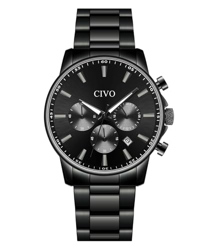 CIVO Relógios homem aço elegante clássico cronógrafo Luminox analógico relógios inoxidável