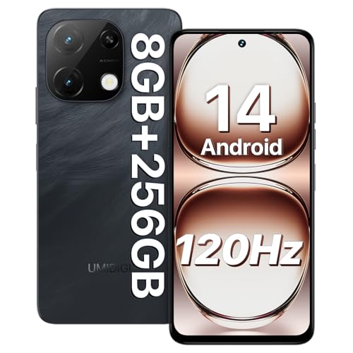 UMIDIGI Smartphone Android 14, 8(4+4) GB+256GB/1TB TF telemóvel, 120Hz 6,8" HD + telemóvel, Bluetooth 5.2, 5000 mAh, Octa Core, 4G Dual SIM/Face ID/Fingerprint/13MP/GPS