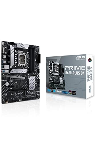 ASUS PRIME B660-PLUS D4 - Placa mãe ATX Intel B660 LGA 1700 (VRM de 8 fases, PCIe 4.0, três M.2, Realtek 2.5 Gb Ethernet, USB 3.2 Gen. 2 x 2 Tipo C traseiro e 1 tipo C frontal)