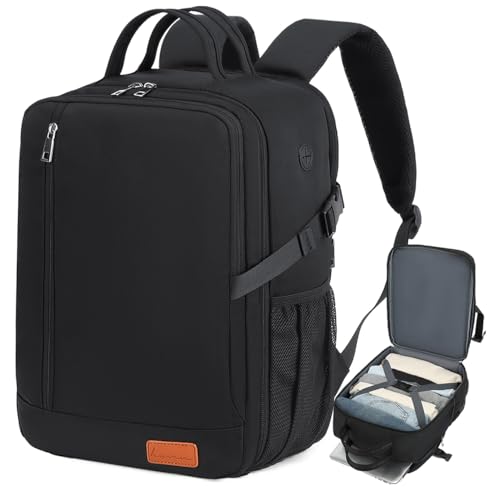 Lossga Mochila viagem cabine avião 40 x 20 x 25 para Ryanair mala Travel Backpack bagagem de mão para Easyjet 45 x 36 x 20 mala viagem Cabin Bag mulher homem, tinta preta