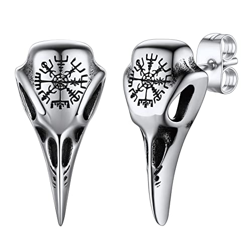 FaithHeart Runas brincos Vikings homens aço inoxidável 316 L brincos redondos Vegvisir trinidad lobo Odin brincos aros espirituais de amuleto para famílias